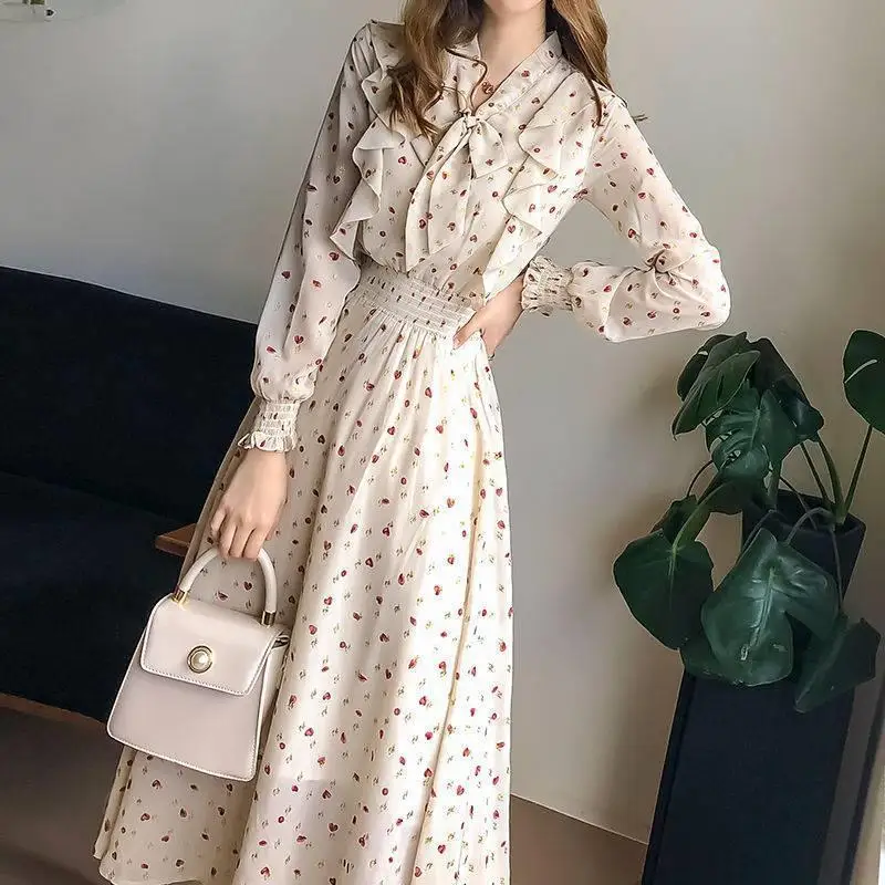 Top Trends: Elegant Beach Floral Dress For Women Robe Spring 2023 New Fashion Vintage Lantern Sleeve A Line Party Long Dresses NS5627 Shoppable Styles