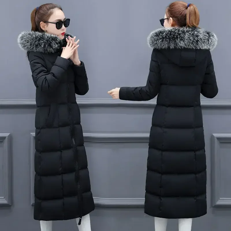 Top Trends: Fashion Winter Womens Cold Coat Long Fur Collar Hooded Padded Jacket Super Hot Snow Outercoat Slim Fit Keep Warm Cheap Wholesale Shoppable Styles