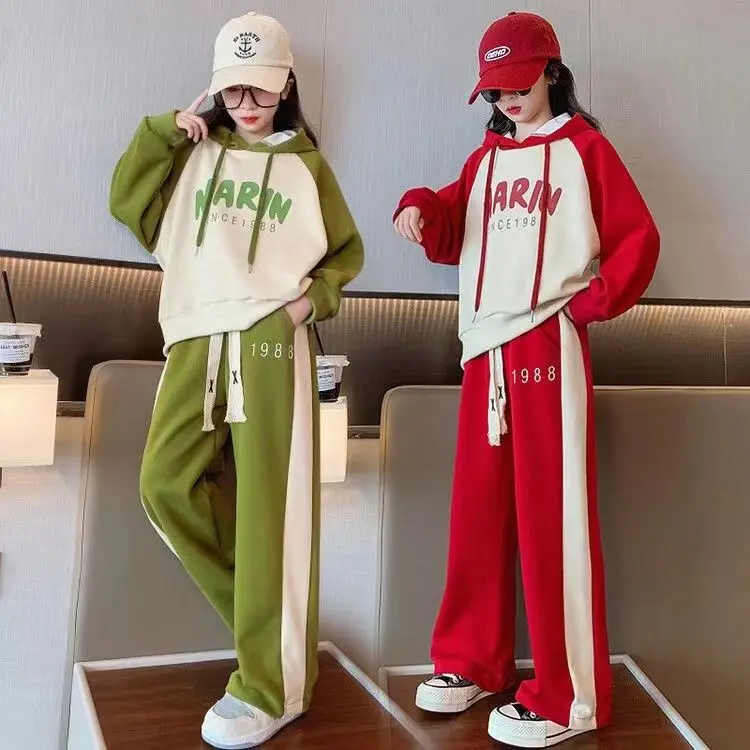 Top Trends: Girls 2023 New Autumn Spring Fashion Long Sleeve Hoodie+ Pants 2pcs Suits 5-14 Years Teeange Casual Outifts Children Clothing Set Shoppable Styles