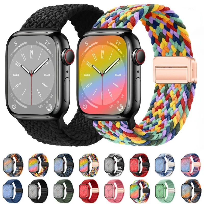 Top Trends: Nylon Braided Loop Strap For Apple Watch Ultra2 49mm 9 8 7 45mm 41mm Metal Magnetic Bracelet IWatch 6 5 4 3 SE2 44mm 40mm Band Shoppable Styles