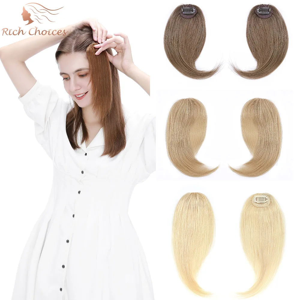 Top Trends: 2PC / Set Side Bangs Clip In Bangs Real Human Hair French Middle Part Bangs Natural Hair Piece Straight Fringe Hair Extension Shoppable Styles