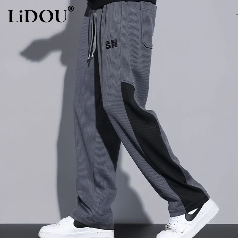 Top Trends: 2023 New Korean Fashion Autumn Pants For Men Loose Casual Creative Sports Chic Contrasting Colors Drape Hipster Street Trousers Shoppable Styles