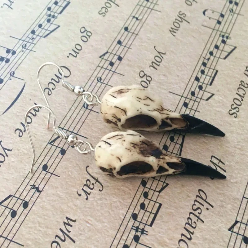 Top Trends: Raven Skull Earrings 3D Resin Replica Raven Magpie Crow, Dangle Earrings For Women Halloween Party Gifts Wiccan Gift Shoppable Styles