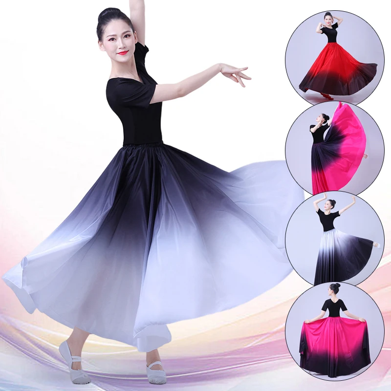 Top Trends: 180 / 360 / 720 Degree Women Elegant Gradient Dance Skirts Classical Dance Performance Costume Big Swing Dance Practice Long Skirts Shoppable Styles