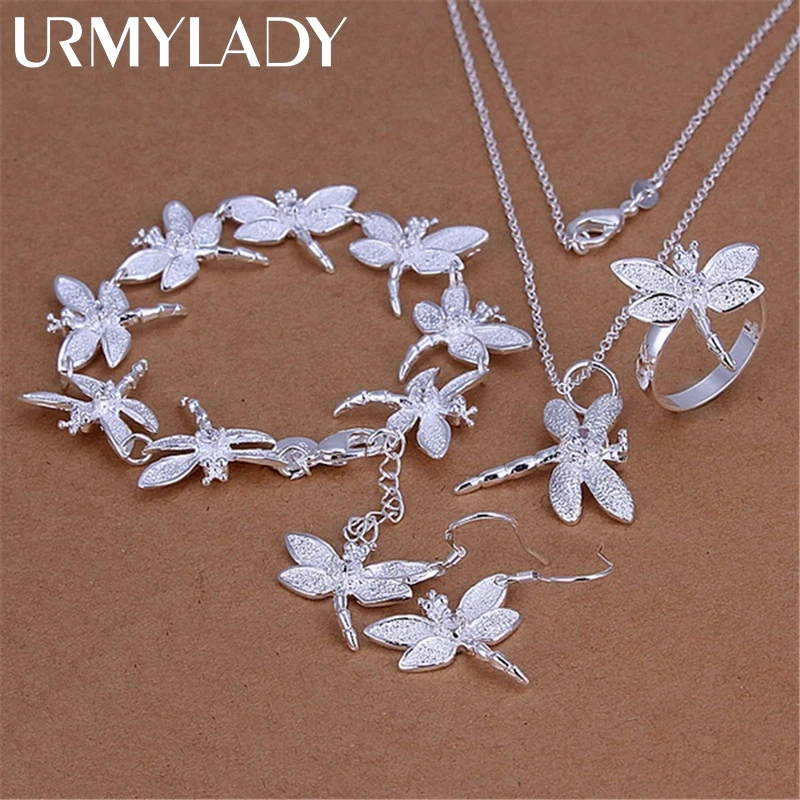 Top Trends: Fashion Luxury 925 Sterling Silver Crystal Dragonfly Pendant Necklace Earring Bracelet Rings For Women Popular Jewelry Set Gifts Shoppable Styles