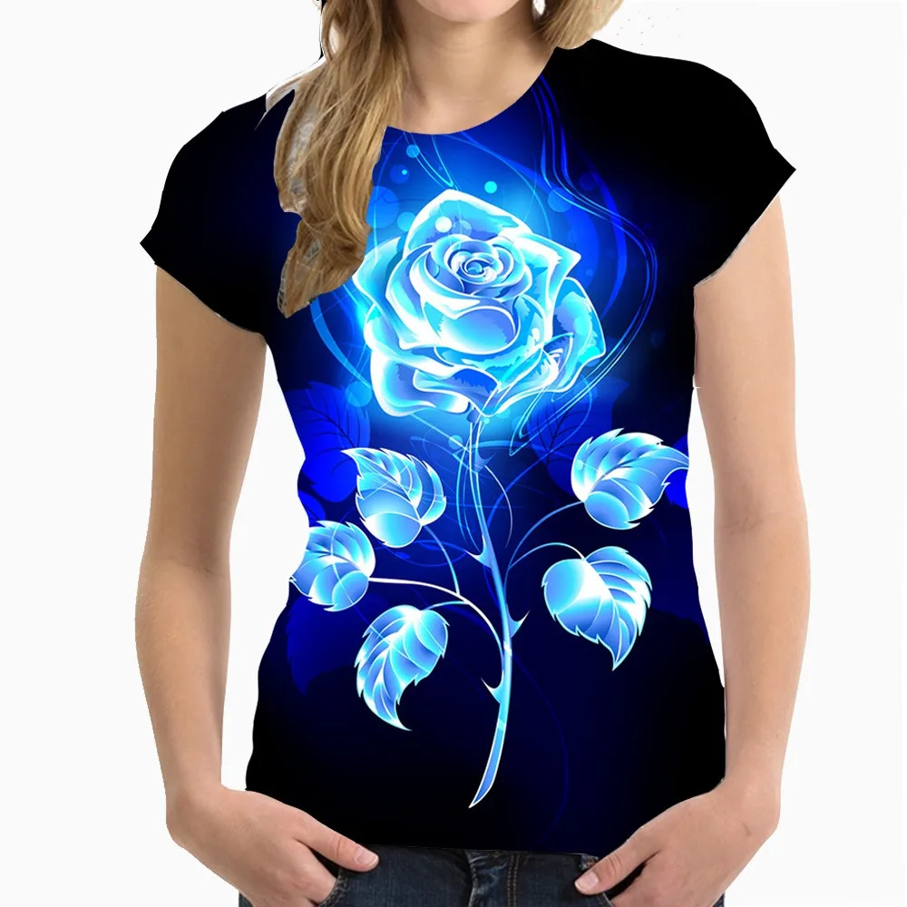 Top Trends: Women's T Shirts 3d Rose Print Beautiful T-shirts Ladies Fashion Tees Female Clothing Short Sleeved Tops Girl Casual Blouse Tees Shoppable Styles