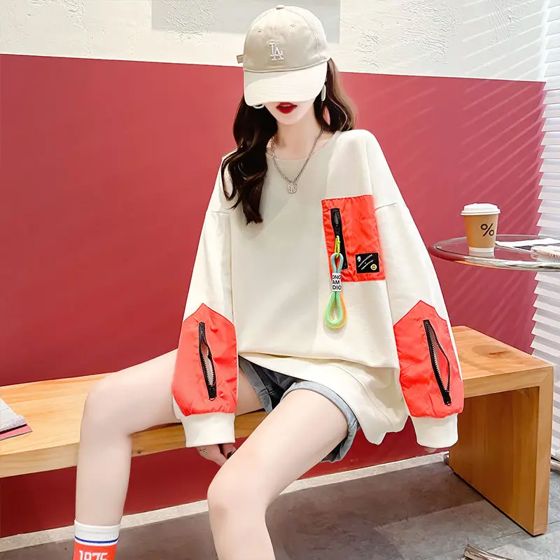 Top Trends: 2023 New Spring And Autumn Trend Personalized Contrast Color Zipper Korean Student Casual Loose Oversize Women&#039;s Sweater Shoppable Styles