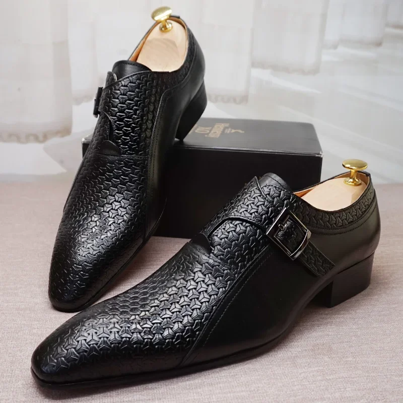 Top Trends: Luxury Men Loafers Shoes Fashion Prints Buckle Strap Men Dress Casual Shoes Black Brown Wedding Office Leather Shoes Men Shoppable Styles