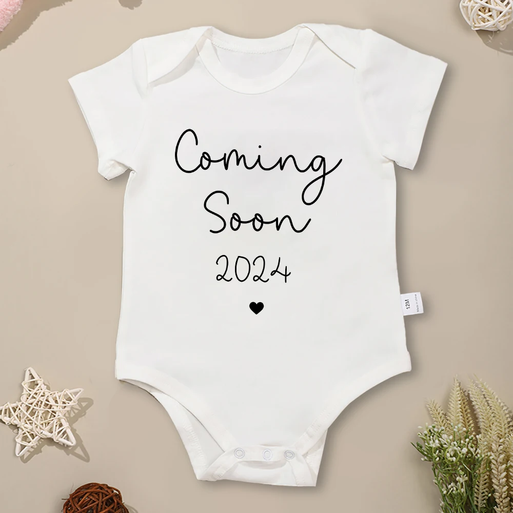 Top Trends: Coming Soon 2024 Newborn Baby Boy Girl Clothes Aesthetic Fashion Pregnancy Announcement Bodysuit Fine Gift Cotton Infant Onesies Shoppable Styles