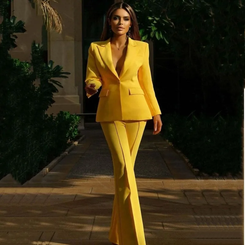 Top Trends: Women&#039;s Suit 2 -piece Set Solid Color Casual One Button Handsome Refutation Self -slimchic And Elegant Woman Pants Set V -neck Shoppable Styles