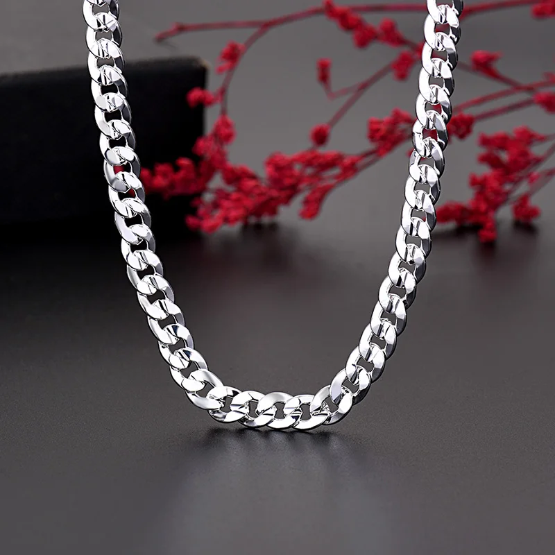 Top Trends: Hot 925 Sterling Silver Charm 7MM Chain Necklace For Women Man Luxury Fashion Party Wedding Accessories Jewelry Holiday Gifts Shoppable Styles