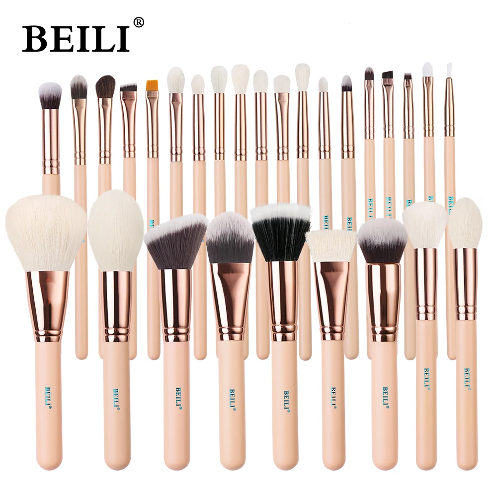 Top Trends: BEILI Pink Makeup Brushes High Quality Powder Foundation Blush Eyeshadow Make Up Brush Set Natural Hair косметика Shoppable Styles