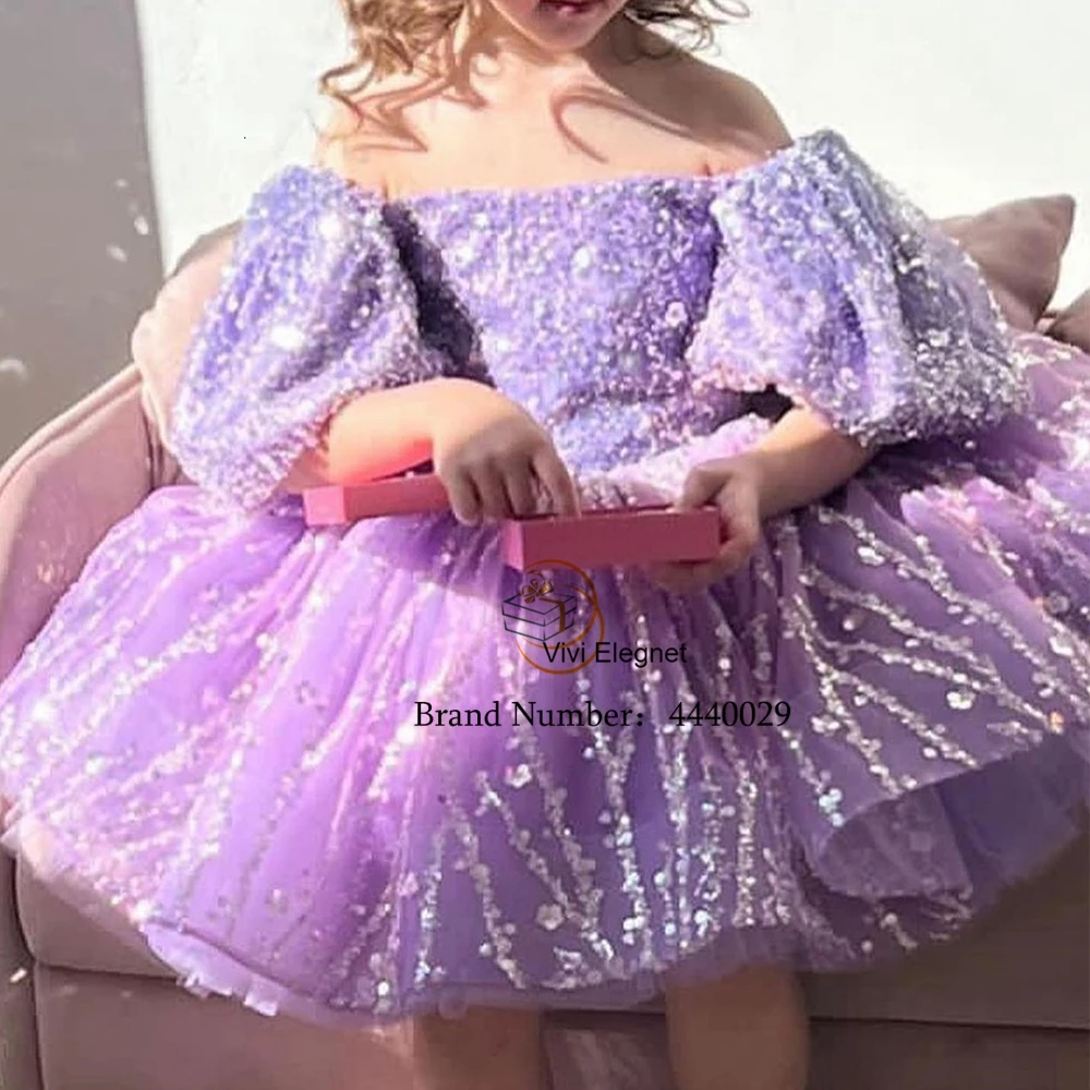 Top Trends: Scoop Flower Girl Dresses Sequined 2023 Tutu A Line Tiered Baby Birthday Gowns Short Sleeve Scoop Zipper Back Real Picture فساتي Shoppable Styles