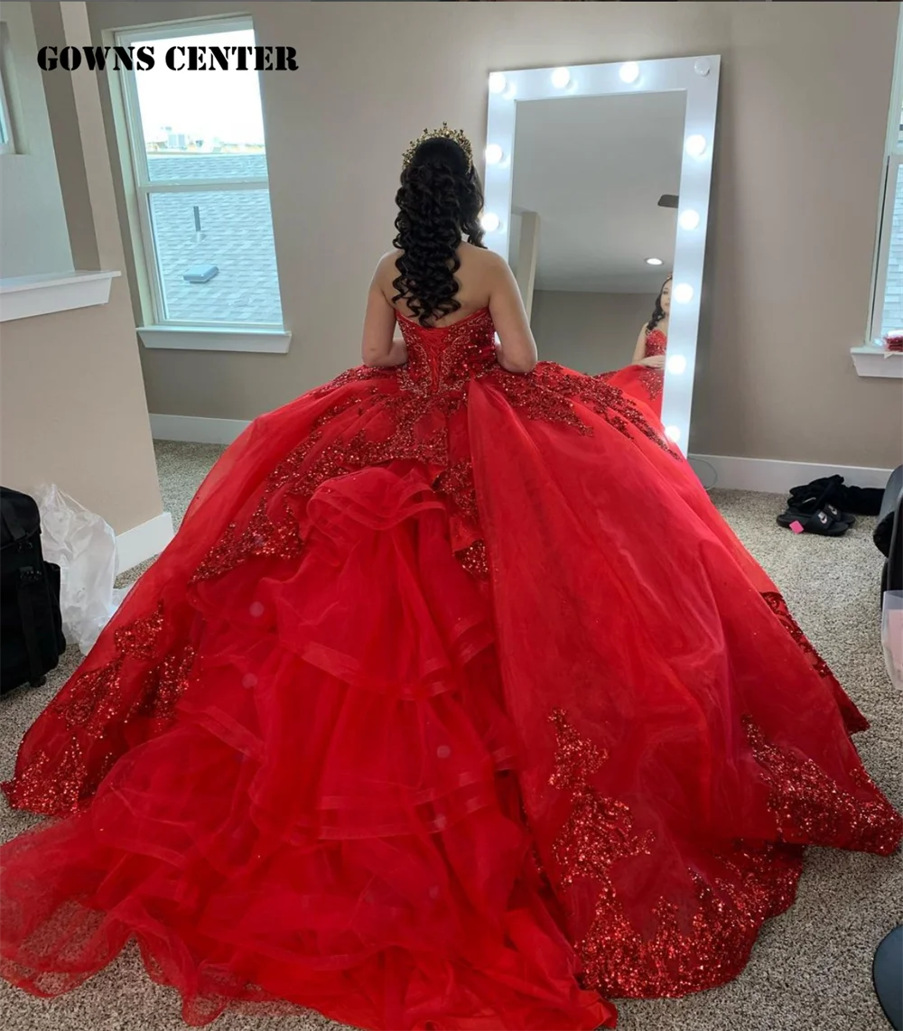 Top Trends: Red Ruffels Sequin Appliques Quinceanera Dresses Ball Gown 2024 Princess Sweet 16 Dresses Wedding Gown Luxury Vestidos De 15 Shoppable Styles