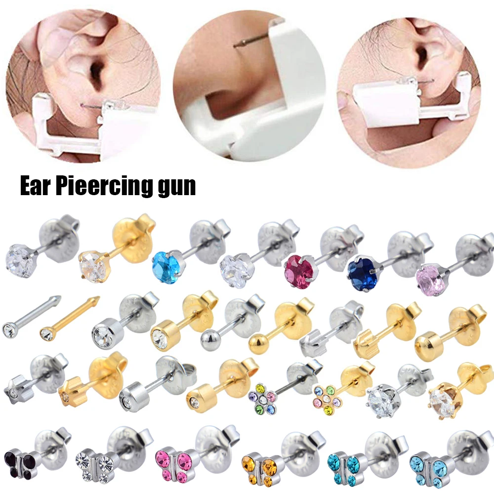 Top Trends: Disposable Safe No Pain Sterile Ear Stud Earring Stude Piercing Gun Piercer Tool Kit Machine Kit Earring Units Piercing Jewelry Shoppable Styles