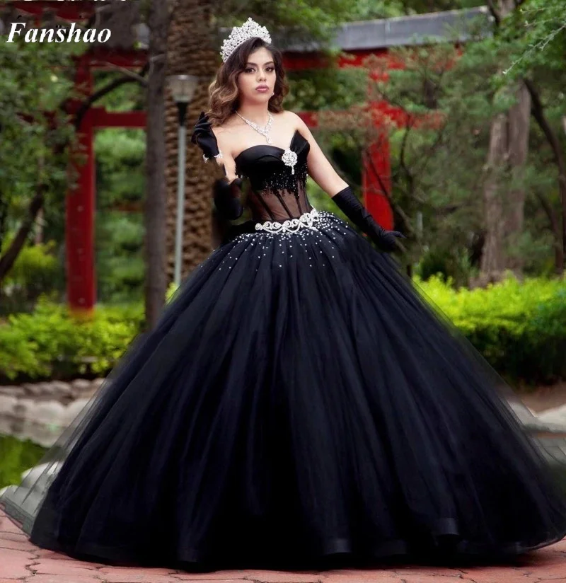 Top Trends: Fanshao Wd159 Quinceanera Dress Beads Appliques Sash Sweetheart Charro Vestidos De XV Años Tulle Sweet 16 Prom Gowns Shoppable Styles