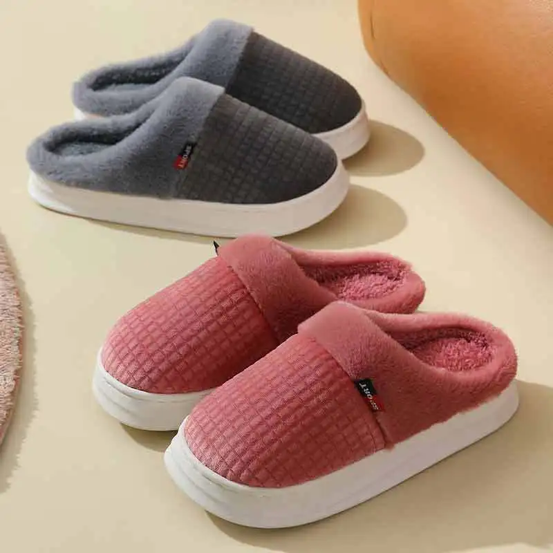 Top Trends: Big Size Men Slippers Winter Warm Casual Home Platform Slides Women Soft Furry Couples Bedroom Plush Non Slip Shoes Shoppable Styles