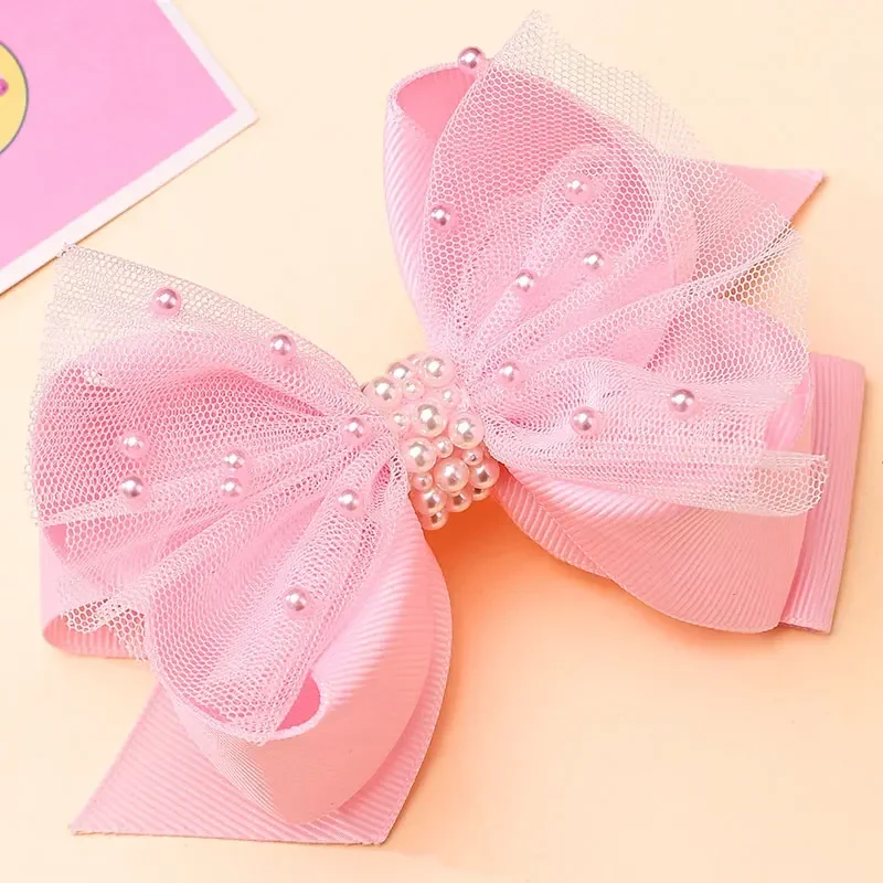 Top Trends: Sweet Pink Pearl Bowknot Hairpins Cute Girls Lace Hair Clips Kids Hair Styling Tools Boutique Headwear Girls Hair Accessories Shoppable Styles