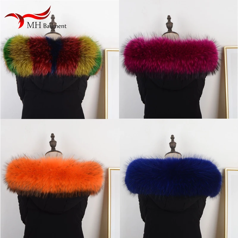 Top Trends: Natural Fur Scarves Women Winter 100% Real Raccoon Fur Collar High Quality Coat For Hat Collar Thick Warm Fashion Coat Collar Shoppable Styles