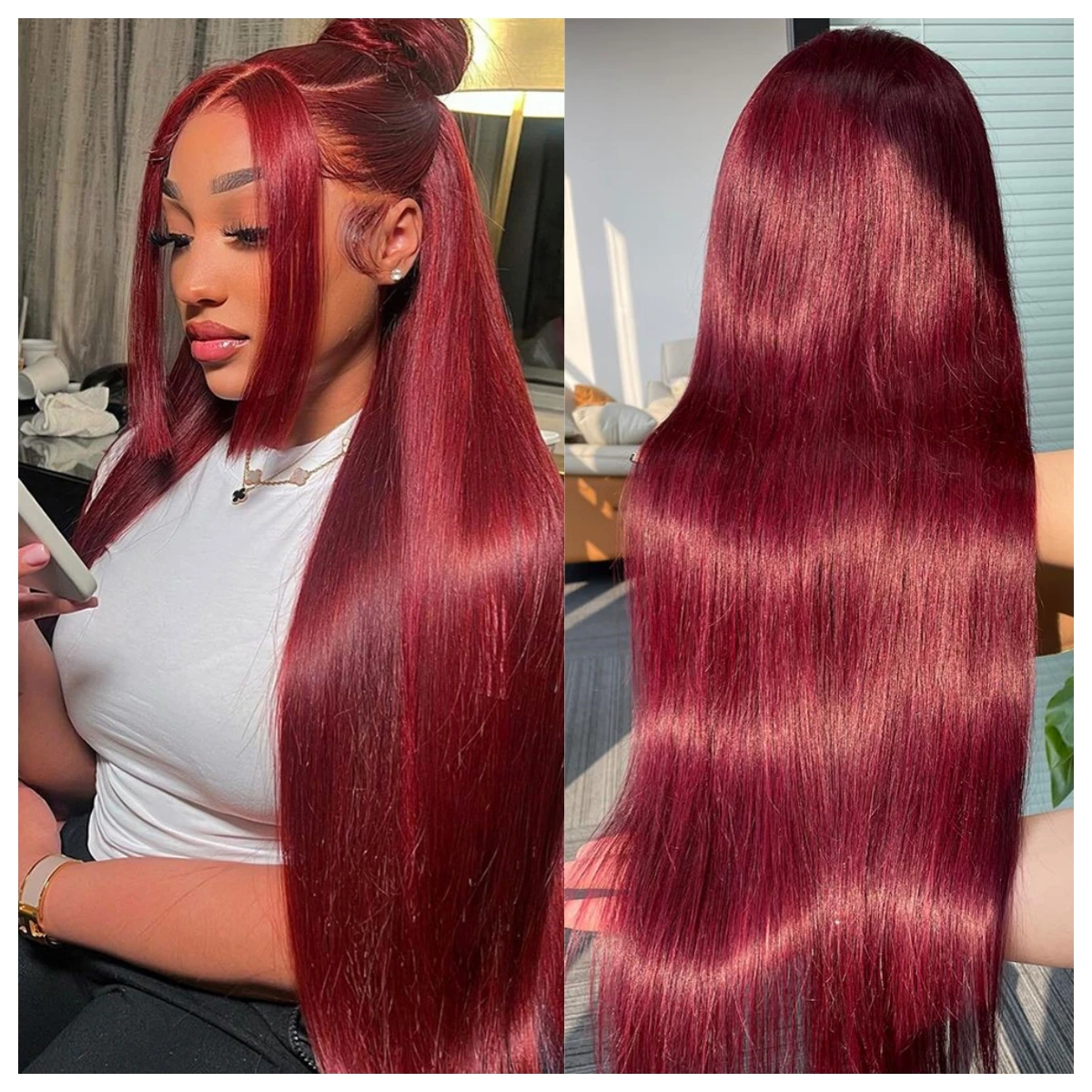 Top Trends: Burgundy Wig Human Hair 13x4 Lace Frontal Wigs Human Hair Pre-plucked 99J Colored Straight Lace Front Human Hair Wigs For Women Shoppable Styles