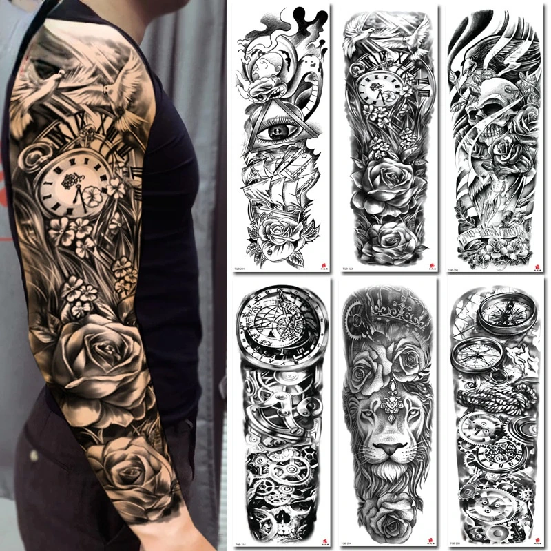 Top Trends: Waterproof Temporary Tattoo Sticker Totem Lion Crown Skull Full Arm Large Size Sleeve Fake Tattoo Flash Tattoo For Men Women Shoppable Styles