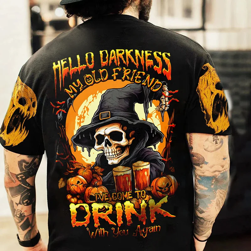 Top Trends: 2023 Horror Halloween Pumpkin Graphic Men T-shirts Hip Hop Street Summer Apparel Loose Short Sleeve Tops Oversized T Shirts 5XL Shoppable Styles