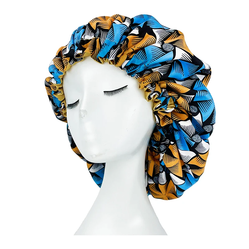 Top Trends: New Big Print Ankara Women Satin Bonnet Head Cover Silky Satin Elastic Sleep Cap Ladies Head Wrap Hat Hair Accessories Fashion Shoppable Styles - Image 4