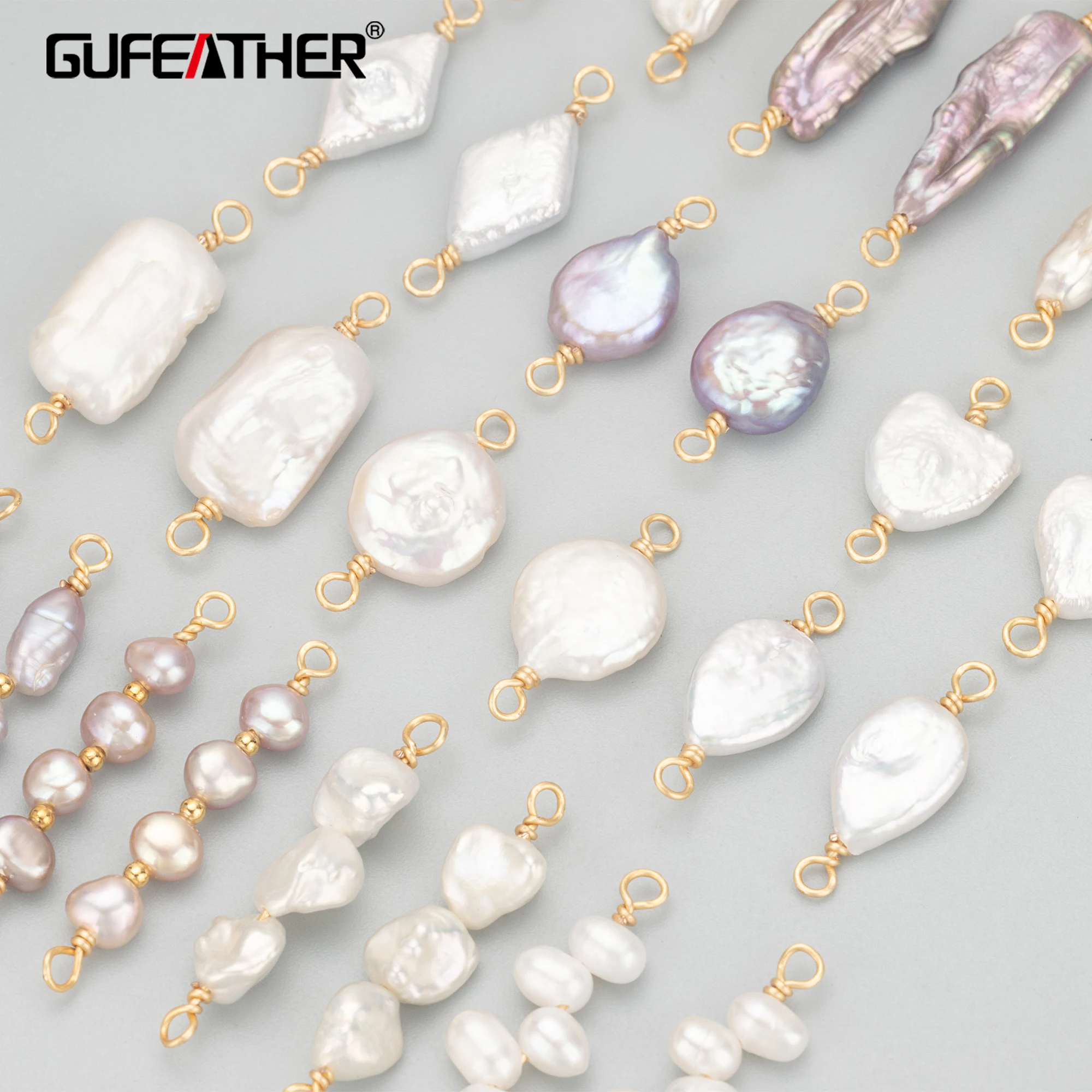 Top Trends: GUFEATHER MD23, jewelry Accessories, hand Made, high Quality Natural Pearl, jewelry Making, pearl Connector, diy Pendants, 4pcs / lot Shoppable Styles