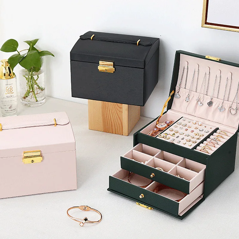 Top Trends: 2 / 3Layers Portable Jewelry Box Jewelry Organizer Display Travel Jewelry Case Boxes Button Leather Storage Zipper Jewelers Joyero Shoppable Styles