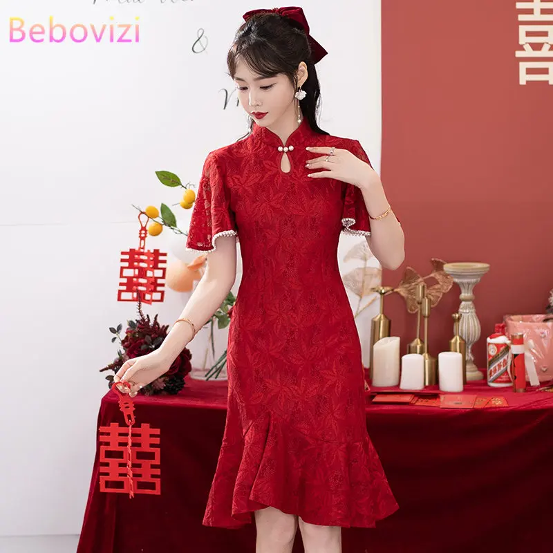 Top Trends: Chinese Traditional Women Clothing Bridal Wedding Cheongsam Modern Improved Red Qipao Dress CNY Shoppable Styles