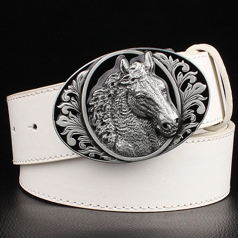 Top Trends: Fine Horse Head Pattern Black Leather Belt Animal Cowboy Style Men's Jeans Belt Punk Rock Accessories Shoppable Styles - Image 3