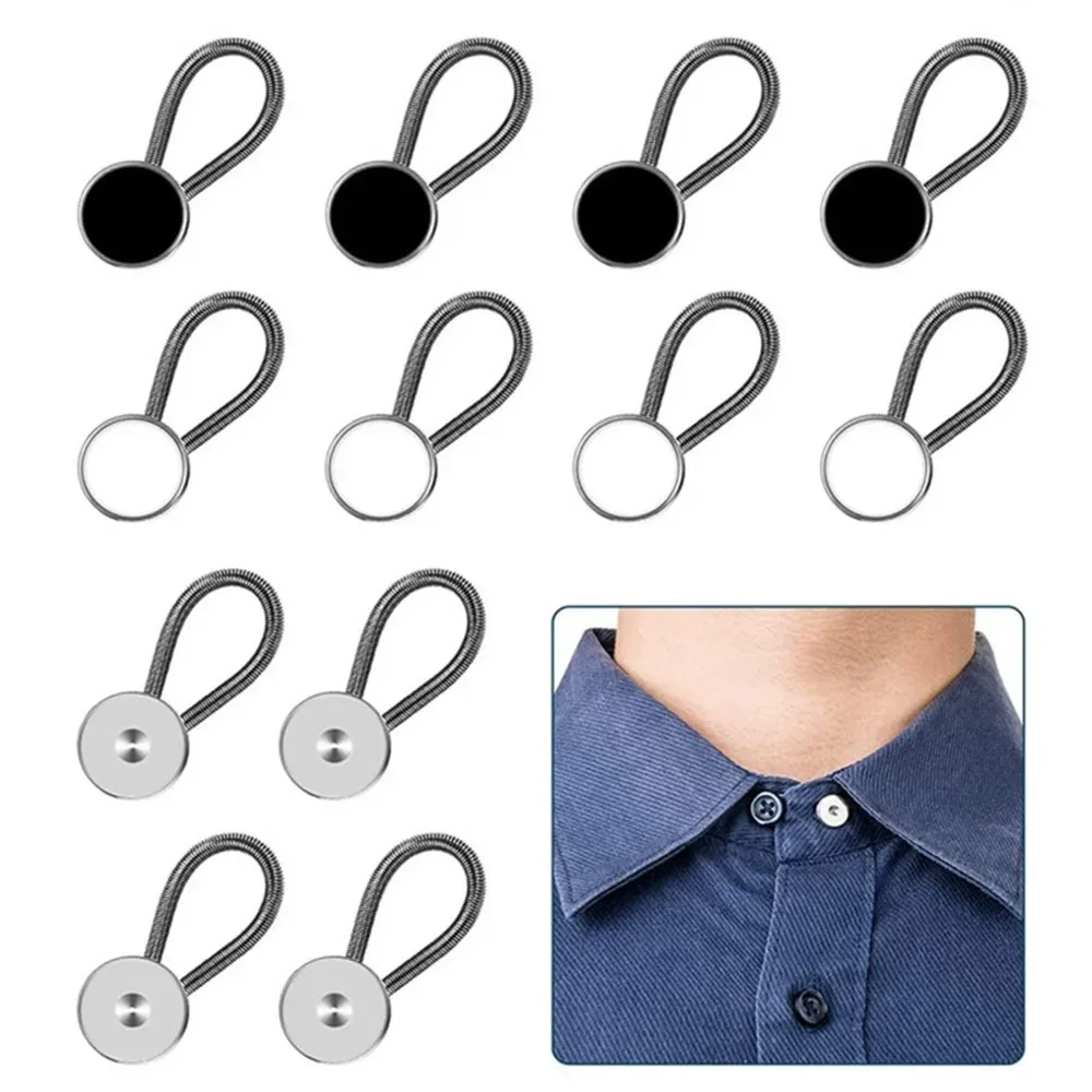 Top Trends: 2 / 4 / 6Pcs Collar Extenders Metal Buttons Jeans Pants Waist Stretch Shirt Suit Tie Neck Expanders Flexible Lock Lengthen Buckle Shoppable Styles