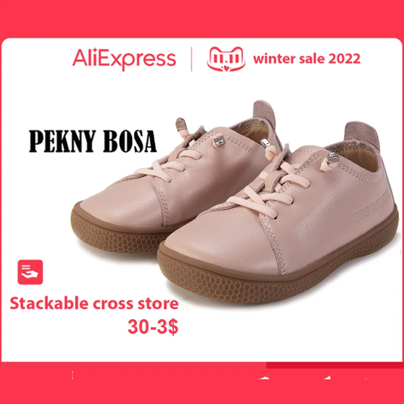 Top Trends: PEKNY BOSA Kids Shoes Leather Girls Shoes Soft туфли для девочки School детская обувь Chaussure Fille Barefoot Shoes Size 25-35 Shoppable Styles