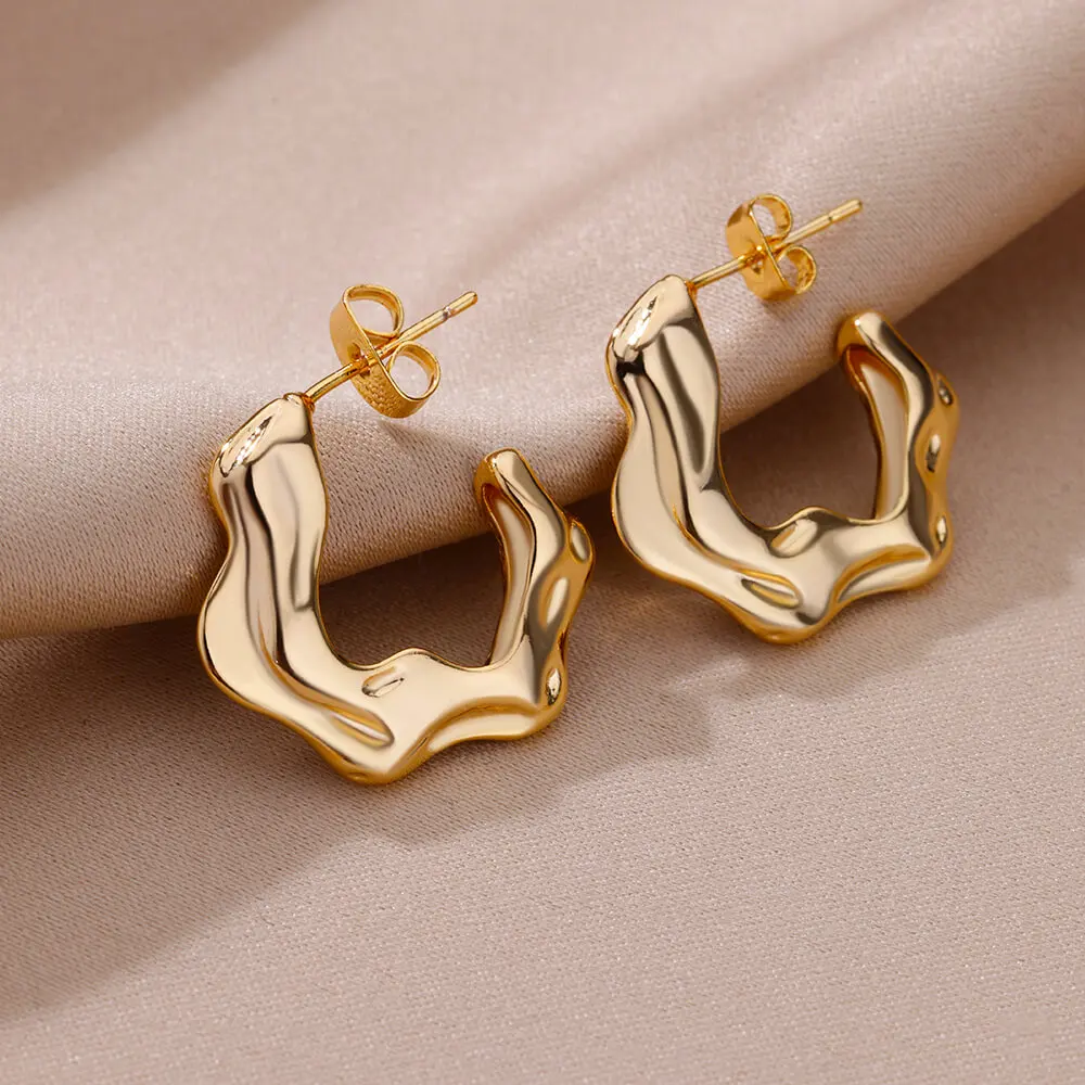 Top Trends: Irregular C Shaped Earrings For Women Gold Plated Stainless Steel Earring 2023 Trending Wedding Party Aesthetic Jewelry Aretes Shoppable Styles