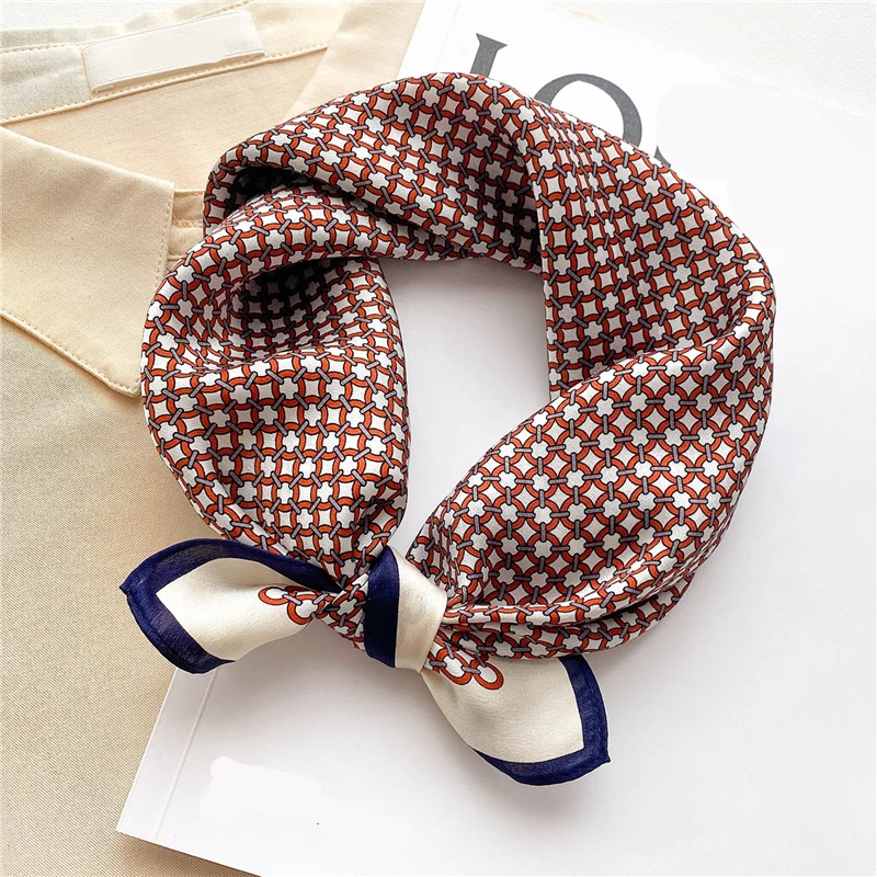 Top Trends: Pure Silk Scarf Lady Small Square Hairband Foulard Fashion Print High Quality Neckerchief Scarves Headscarf Bandana 2022 Shoppable Styles