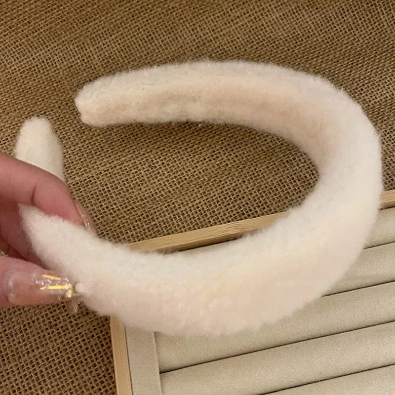 Top Trends: 1 / 2pcs Soft Fluffy Furry Headband Women Sweet Girls Korean Thick Plush Hair Hoop Faux Fur Wide Head Hoop Hairbands Accessories Shoppable Styles