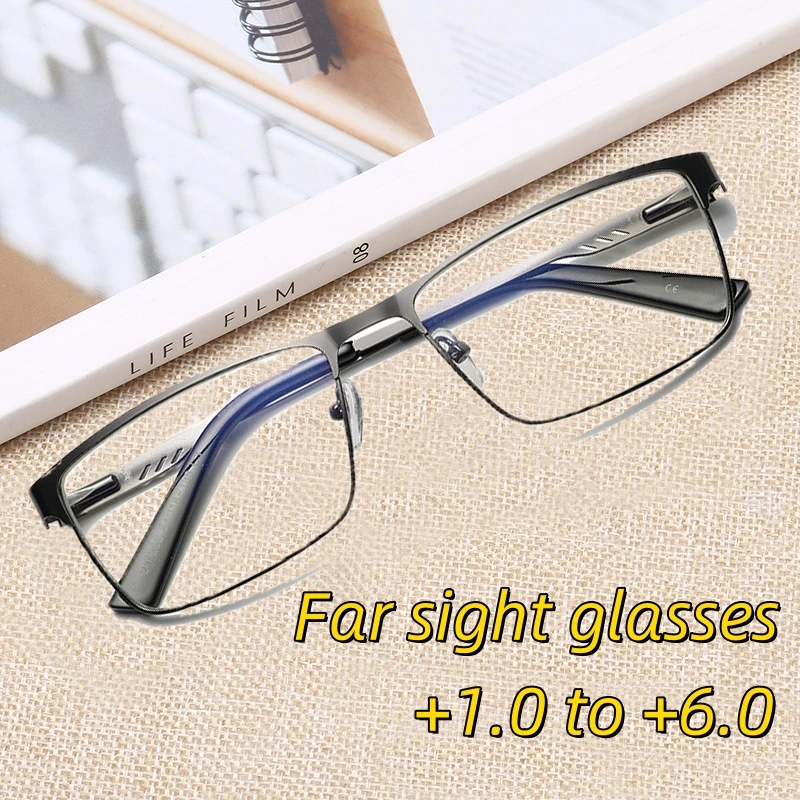 Top Trends: Leg Elderly Presbyopia Glasses Men Square Metal Large Frame Reading Spring Blue Light Blocking Eye Protection Eyeglasses Shoppable Styles