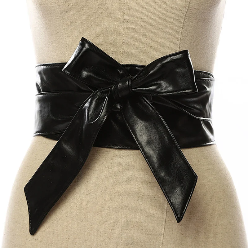 Top Trends: Fashion Girdle Female All-match Women's Dress Accessories Wide Bowknot Belt Length And Width Shoppable Styles - Image 4