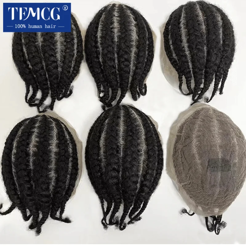 Top Trends: Toupee For Men Braided Full Lace Toupee For Black Men Human Hair Replacement Afro Corn Braids Male Hair Prosthesis Wigs For Men Shoppable Styles - Image 4