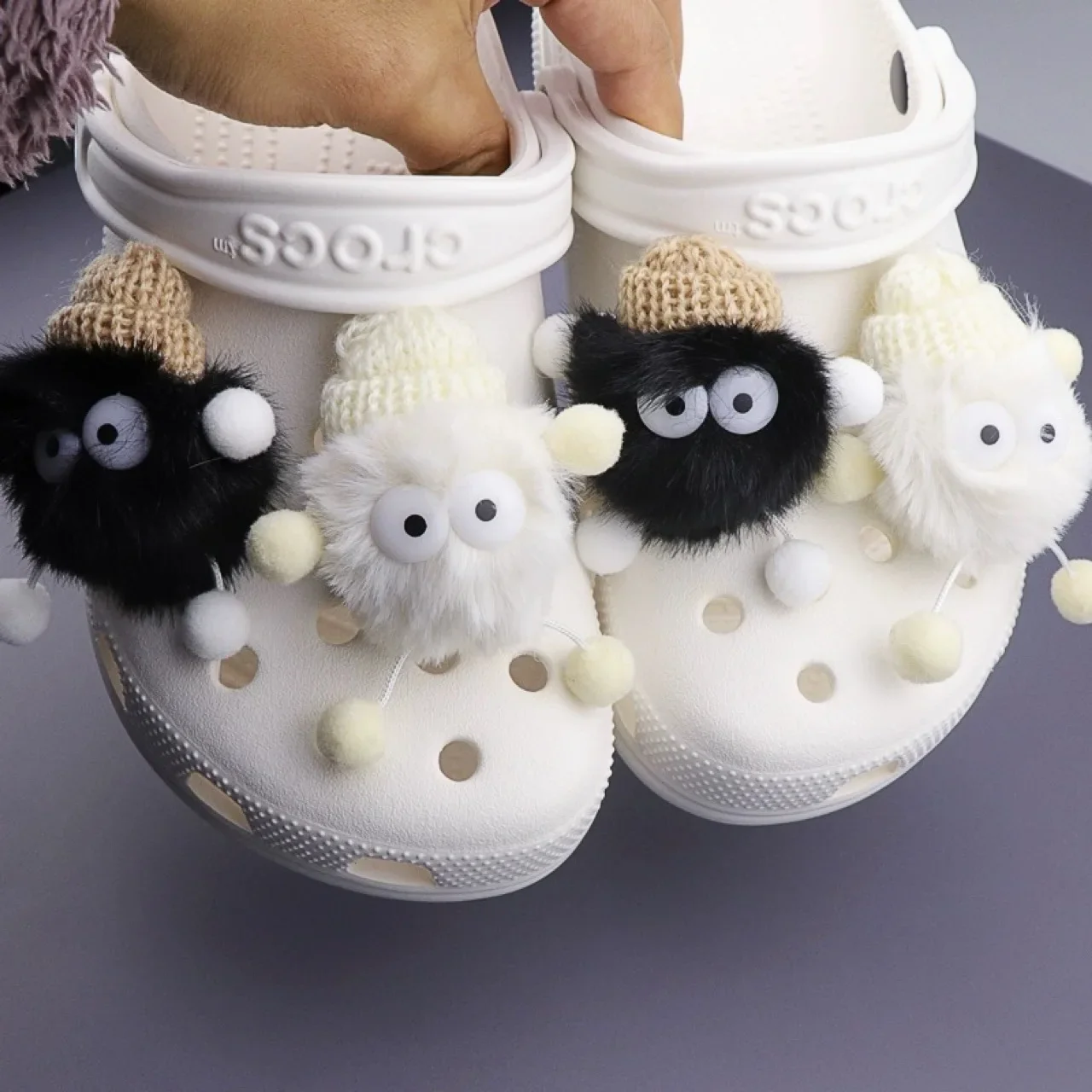 Top Trends: New 3D Cute Elf Ball Shoe Charms Accessories Fit Women Child Cro Charms Cool Slippers Souvenir Decoration Kids X-mas Party Gift Shoppable Styles