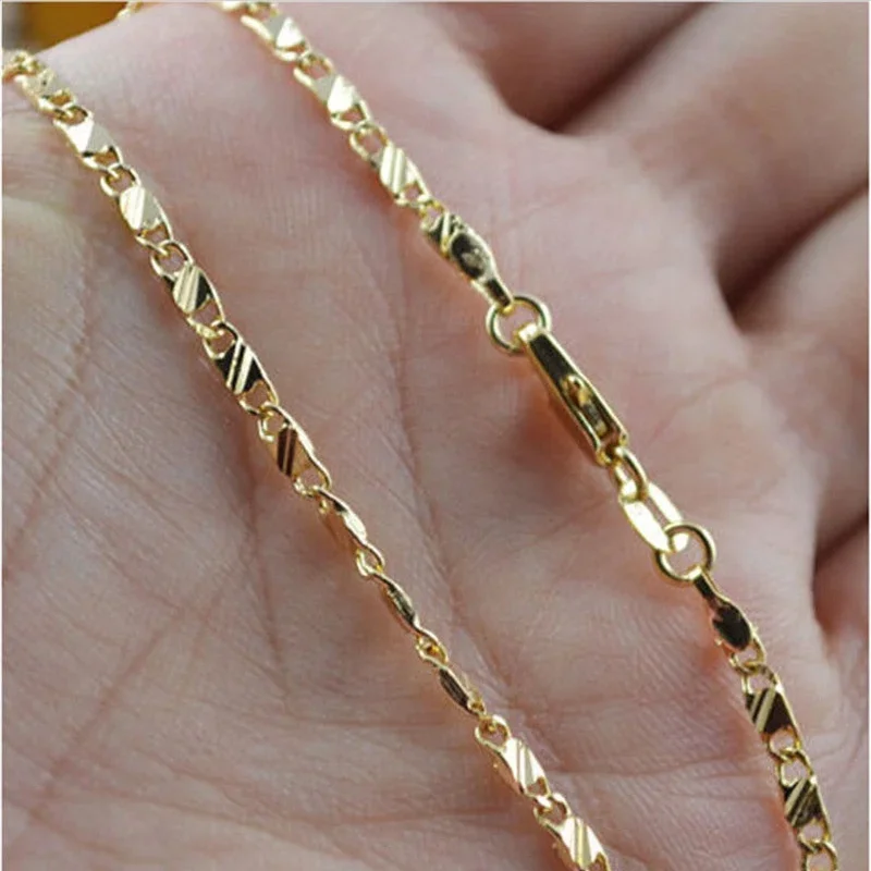 Top Trends: Exquisite Fashion 18K Gold Filled Necklace For Women Men Size 16-30 Inch Jewelry Chain Wholesale Shoppable Styles