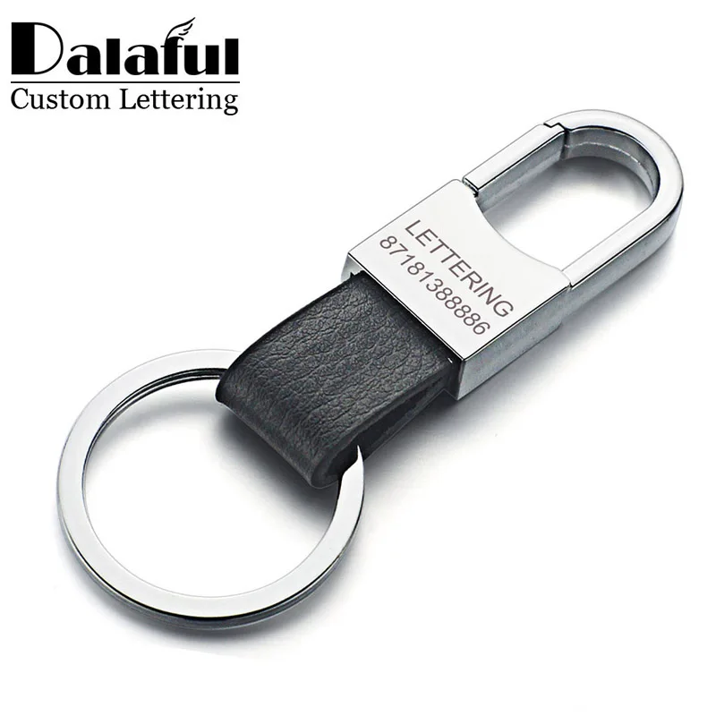 Top Trends: Dalaful Custom Lettering Keyring Keychain Genuine Leather Men&#039;s Simple Key Chains Holder Keyfob For Car Accessories Gift K212 Shoppable Styles