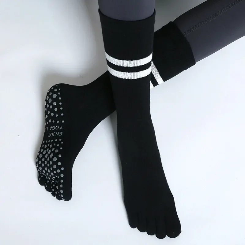 Top Trends: Professional Autumn And Winter Parallel Bars Long Yoga Socks Calf Women's Five-finger Socks Split Toe Non-slip Floor Socks Shoppable Styles