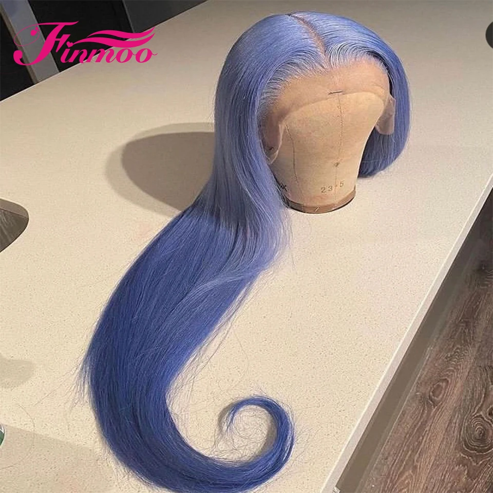 Top Trends: Straight Purple Blue HD Transparent Lace Frontal Wig Brazilian Wigs For Women Human Hair Bob Colored Lace Front Human Hair Wigs Shoppable Styles