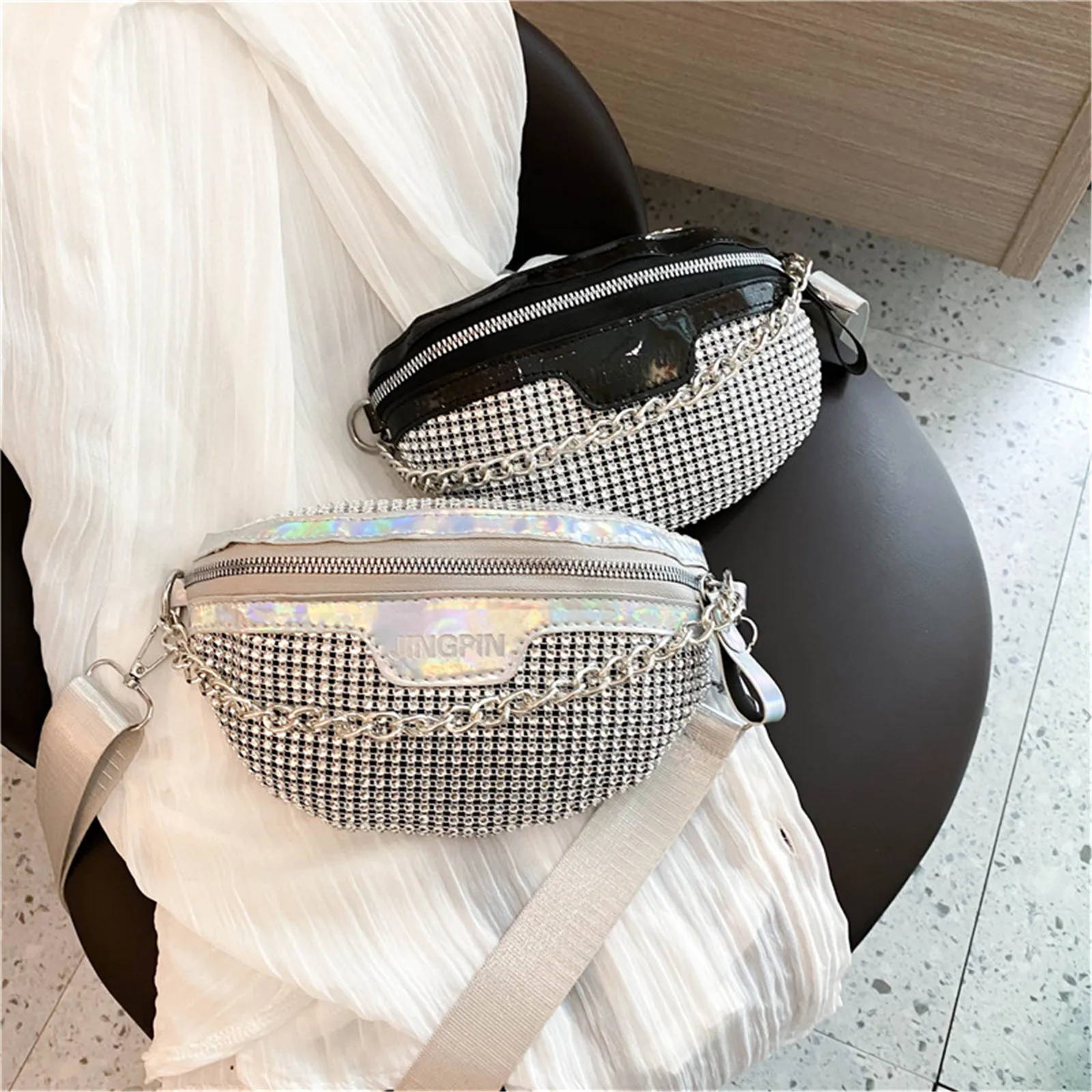 Top Trends: Personalized Small Waist Bags For Women Stylish Commuter Sequined Handbags Shoulder Strap Bag Lightweight Casual Shoulder Bag Shoppable Styles