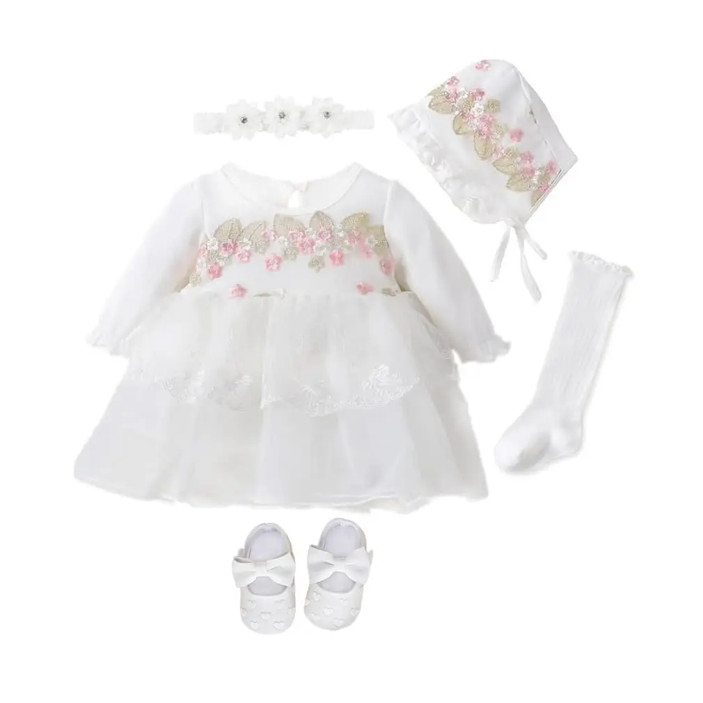 Top Trends: New Born Infant Christening Dress Newborn Baby Girl Dresses&Clothes Princess 0 3 6 12 Months Baby Baptism Dress Shoes Tights Shoppable Styles