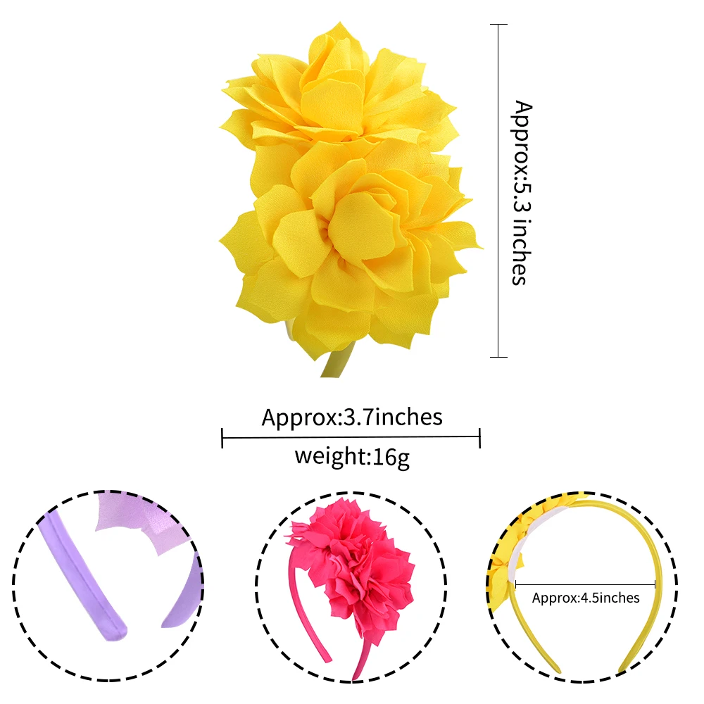 Top Trends: 3.7 Inch Big Flower Headband Hair Band For Children Girls Solid Handmade Hair Hoop Grosgrain Ribbon Hair Accessories Gifts Shoppable Styles - Image 4