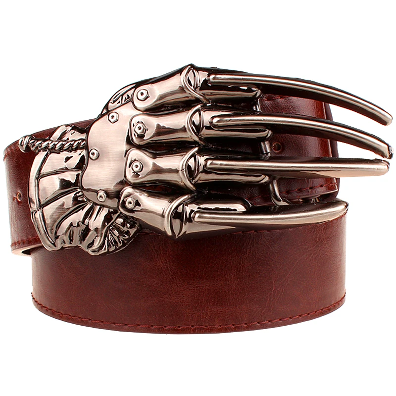 Top Trends: Fashion Men Leather Belt Big Hand Skull Metal Buckle Skeleton Claw Perform Decoration Waistband Shoppable Styles