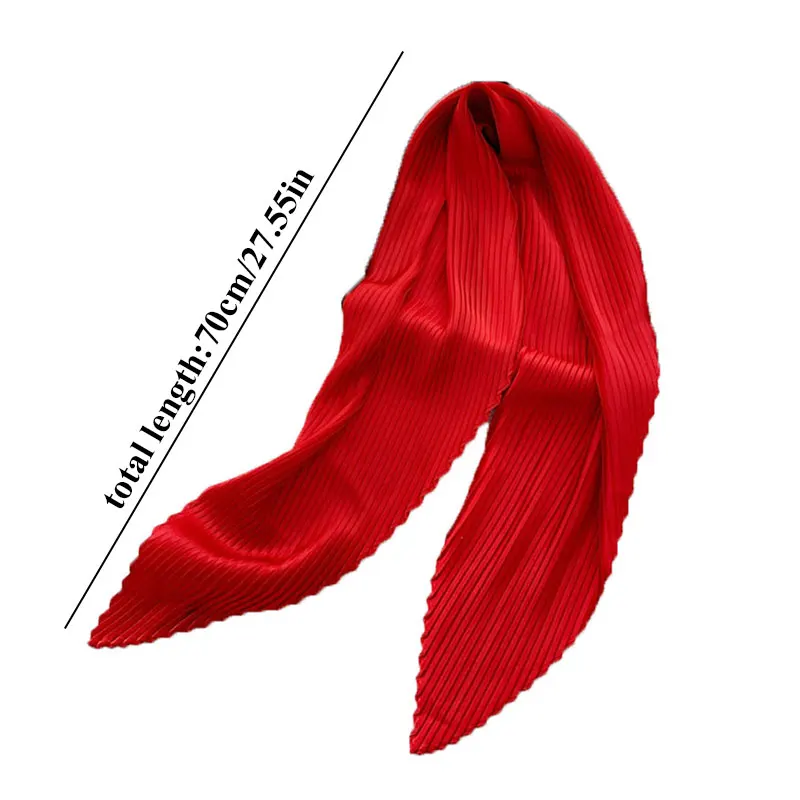 Top Trends: Head Neck Small Pleated Hair Tie Band Women Square Silk Scarf Hair Scarf Neckerchief Solid Color Headscarf Small Scarves Muffler Shoppable Styles - Image 2