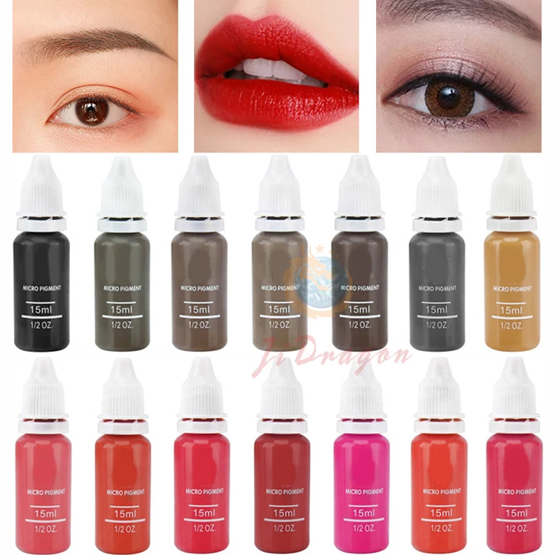 Top Trends: 15ml Permanent Makeup Color Natural Eyebrow Dye Plant Tattoo Ink Microblading Pigments For Tattoos Eyebrow Lips Eyelash Set Shoppable Styles